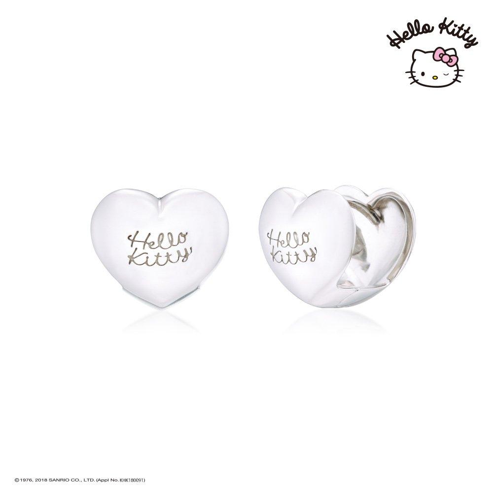 Sanrio Hello Kitty Jewelry New Heart Collection Silver Heart One-Touch Earrings Hlse361