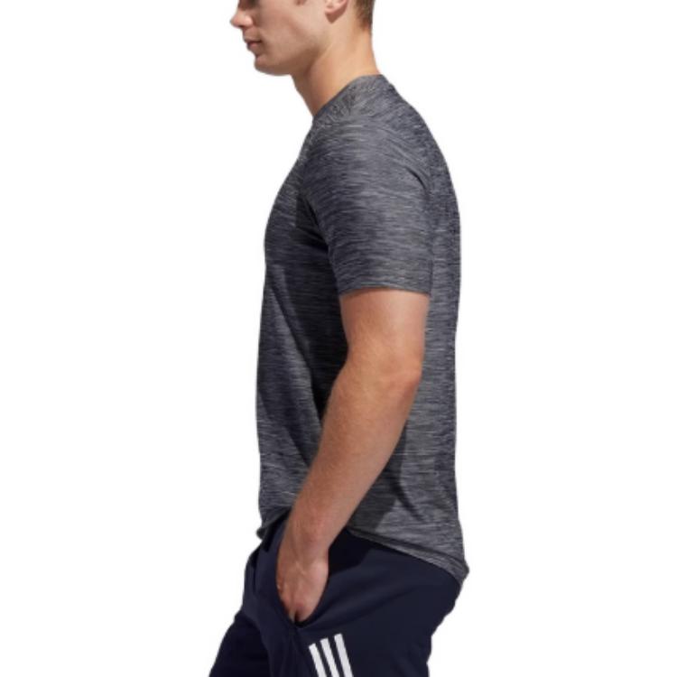 Adidas Сплошной цвет для фитнеса с круглым вырезом, спортивная футболка с коротким рукавом, мужские топы, серый FL8478
