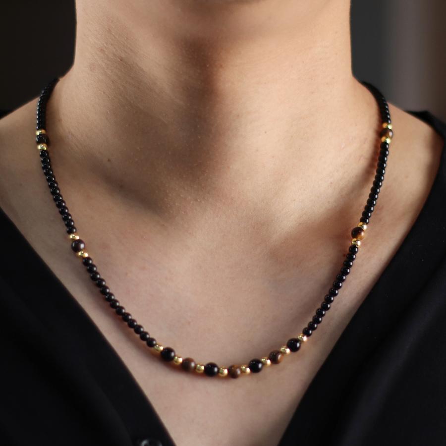 Stylish Natural Stone Necklace For Men Handmade 23 Inches Long Collar Unfading Hematite Stone Healing Neck Accessories Hombre