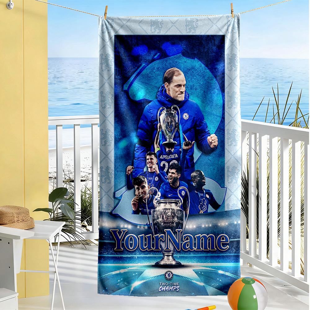 Chelsea Fc Personalized Text Beach Towel Super Soft Microfiber Quickdry Fabric