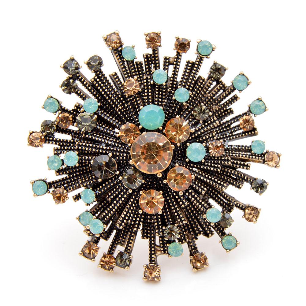 Rhinestone Vintage Flower Brooch Ladies Coat Elegant Brooch High Quality Jewelry Autumn Pin