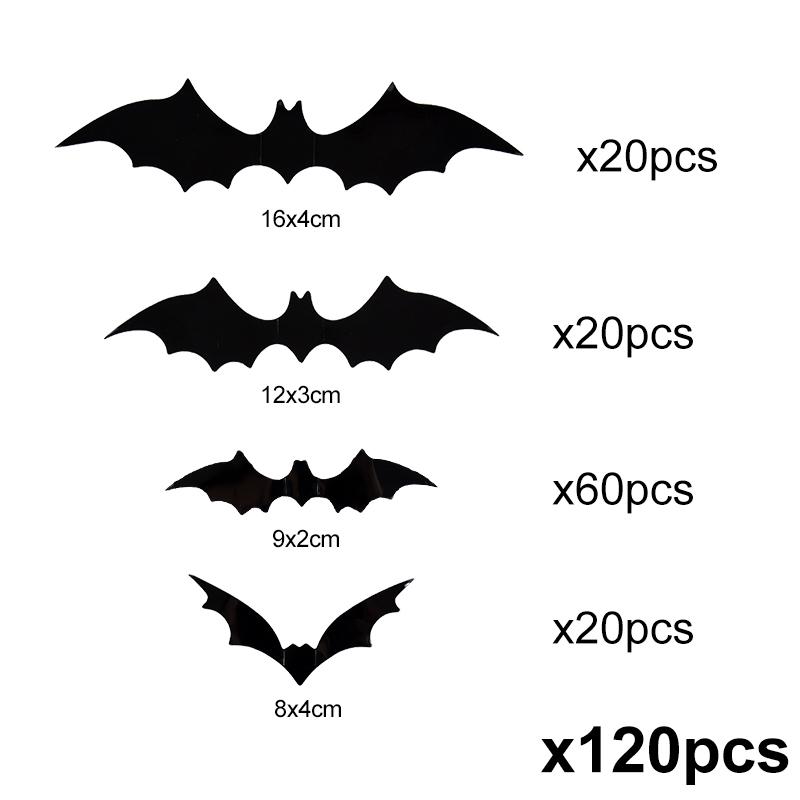 Halloween 3D Black Bat Wall Stickers For Home Room Indoor Decoration Scary Props Kids Party Favors Wall Decals Window Sticker 5