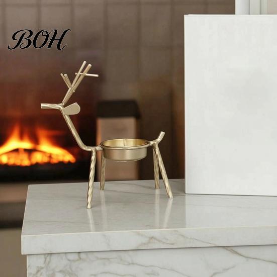 Sturdy Weighted Base Candle Holder Deer Shape Holder, Metal Tealight Stand for Dining Table Wedding Centerpiece Centerpiece, Decorative Antler
