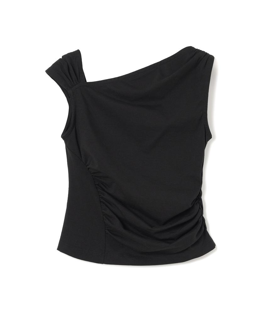 MILLO WOMEN Asymmetric Shirred Top [Black]