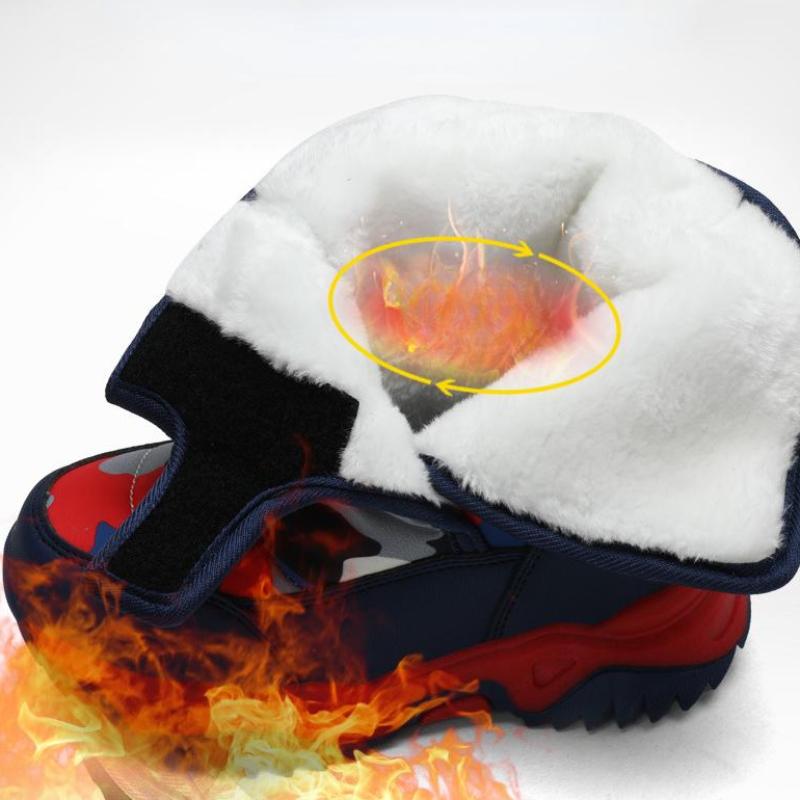 Детские зимние ботинки для мальчиков и девочек, водонепроницаемые, теплые, противоскользящие, для холодной погоды, камуфляжные, плюшевые, утолщенные, хлопковые ботинки