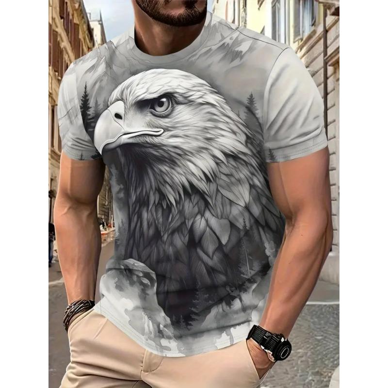 T-Shirts Oversize Eagle Graphic T-Shirt Summer Short Sleeve Tops Tees Oversized Fashion Animal Men T-Shirt Vintage Men's Clothes