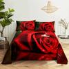 Red Rose Bed Sheets and Pillowcases for Double Beds Single 3D Flower Bedsheets Set with Pillow Case 2pcs 3pcs Queen Full Size