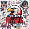 Наклейки к 250-летию США: 55 Листов для Стаканчиков и Скейтбордов
