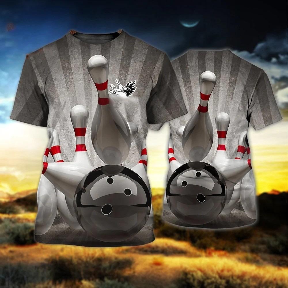 New Summer Men's Bowling T-shirt 3D Full Print T-shirt Suitable for Both Men and Women Casual T-shirt