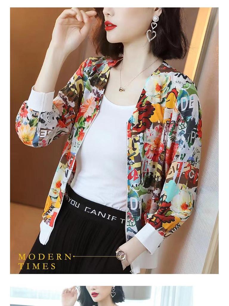 Women's Chiffon Baseball Jacket - Lightweight and Stylish Sun Protection for Spring/Summer