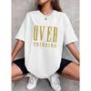 Over Thinking Letter Print Женские хлопковые топы с коротким рукавом, дышащие, винтажные, с круглым вырезом, все математические повседневные футболки, женская футболка, одежда