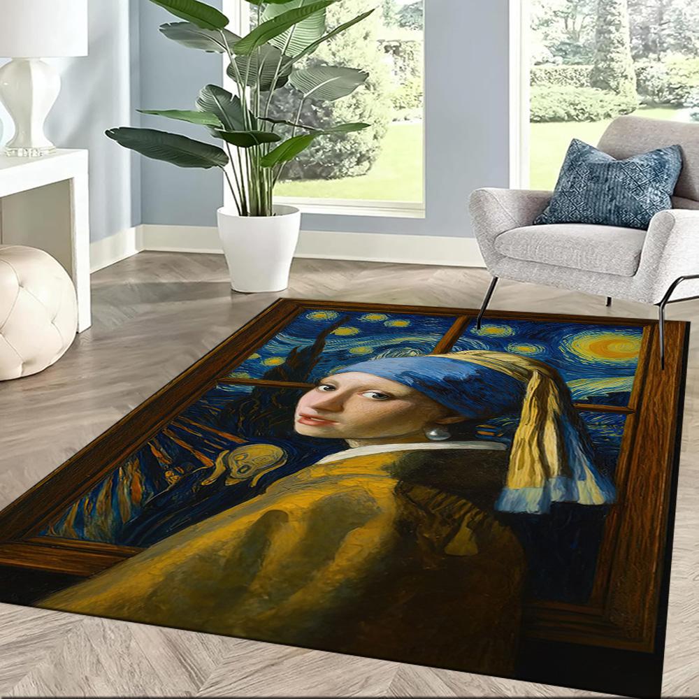 Girl With A Pearl Earring Square rugs are a great choice for living rooms, bedrooms, home décor, and as gifts