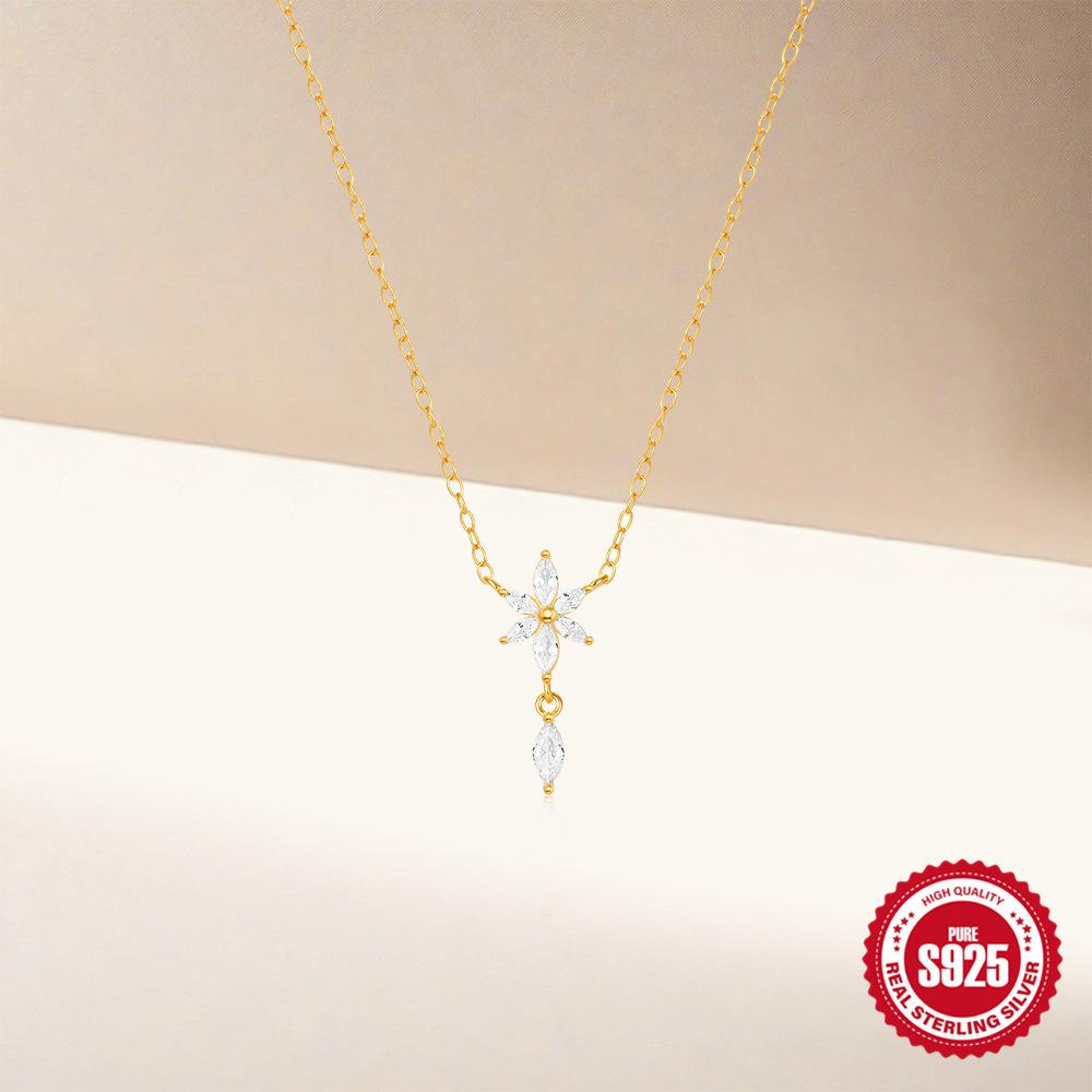 Модное ожерелье из стерлингового серебра S925 с конским глазом и цирконием в виде воздушного змея с цветочным ветром и простым темпераментом