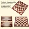 1 Set 3-In-1 Chess Board Game Wooden Chess Checker Backgammon Game Foldable Portable Kids Adults Piece Storage Box Classic Strategy Chess Game
