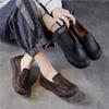 Round Toe Loafers Genuine Leather Thick Soled Women's Shoes Retro Versatile Flat Shoes