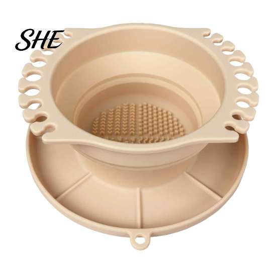 Silicone Painting Brush Rinser Paint Cleaner Cup, with Texture, Foldable Compact Washer Cleaner, for Watercolor And Makeup Art