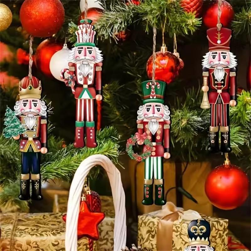 12/24/36pcs Christmas Wooden Decorations Hanging Ornaments Nutcracker Classic Christmas Tree Decoration for Holiday Decorations