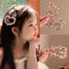2025 Spring/Summer Sweet Pink Flower Embroidered Hair Clip for Kids