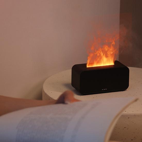 Увлажнитель воздуха с имитацией пламени, аппарат для ароматерапии с резервуаром для воды, цветная подсветка, эфирное масло