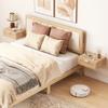 Floating Bedside Tables Set Of 2 Wall Mounted Bedside Cabinets With Rattan Drawer And Wood Effect Oak