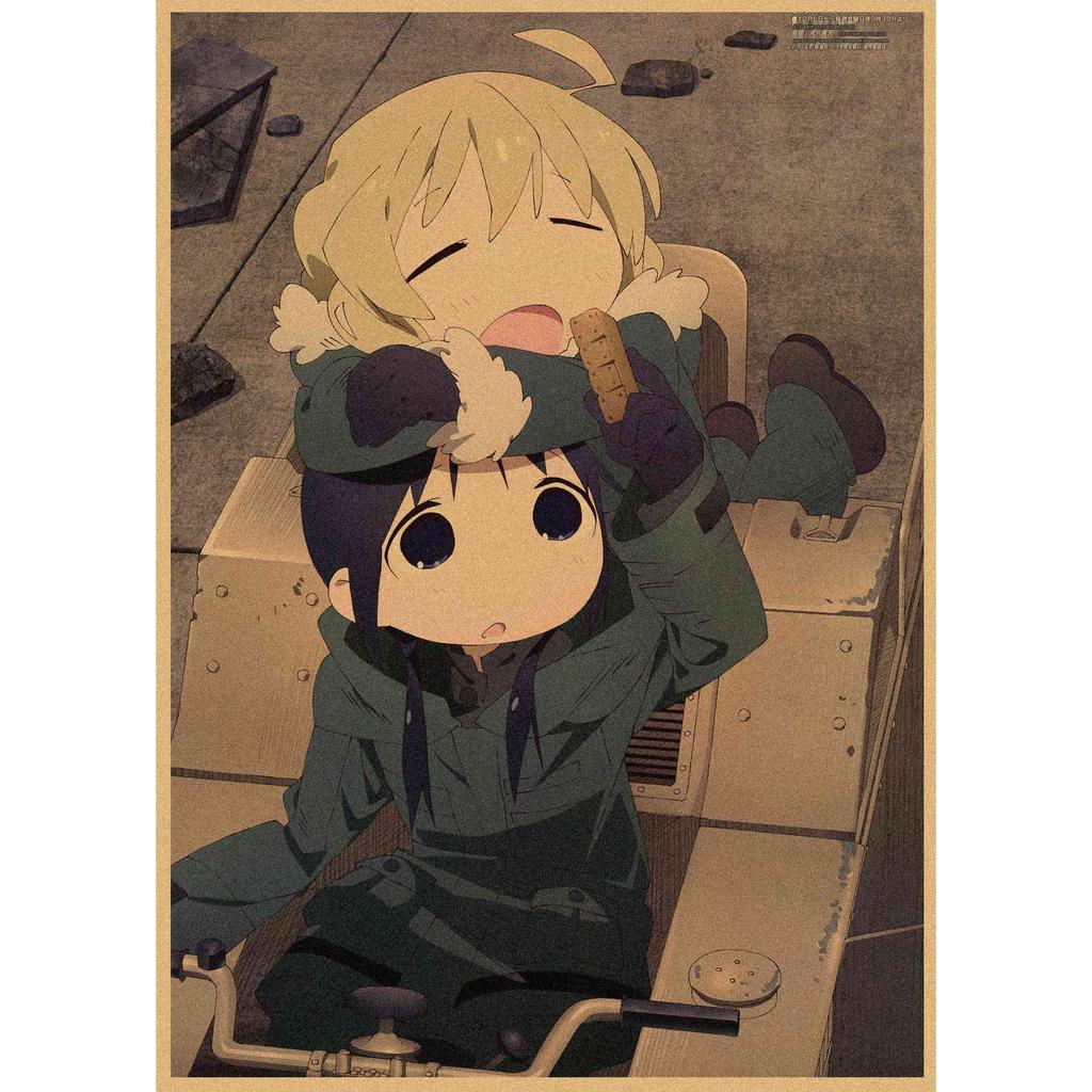 Retro Japanese Anime Girl Journey Poster - Kraft Paper Decorative Wall Art