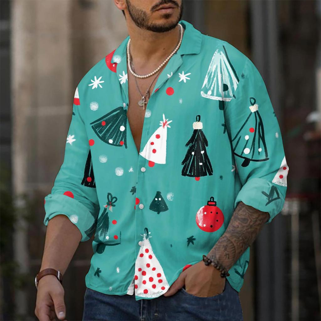 Мужская повседневная свободная рубашка с длинными рукавами, модная рубашка с лацканами, топ