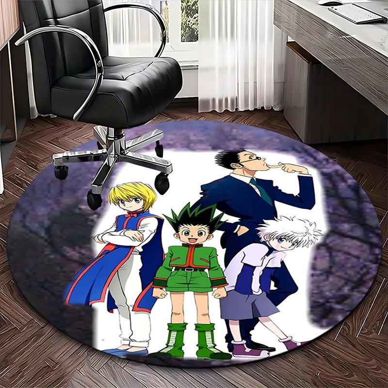 1 шт. Ковер с рисунком из аниме Hunter x Hunter, Круглый коврик под офисное кресло, Нескользящий ковер, Подходит для домашнего декора, Гостиной, Спальни, Игровой комнаты, Фе