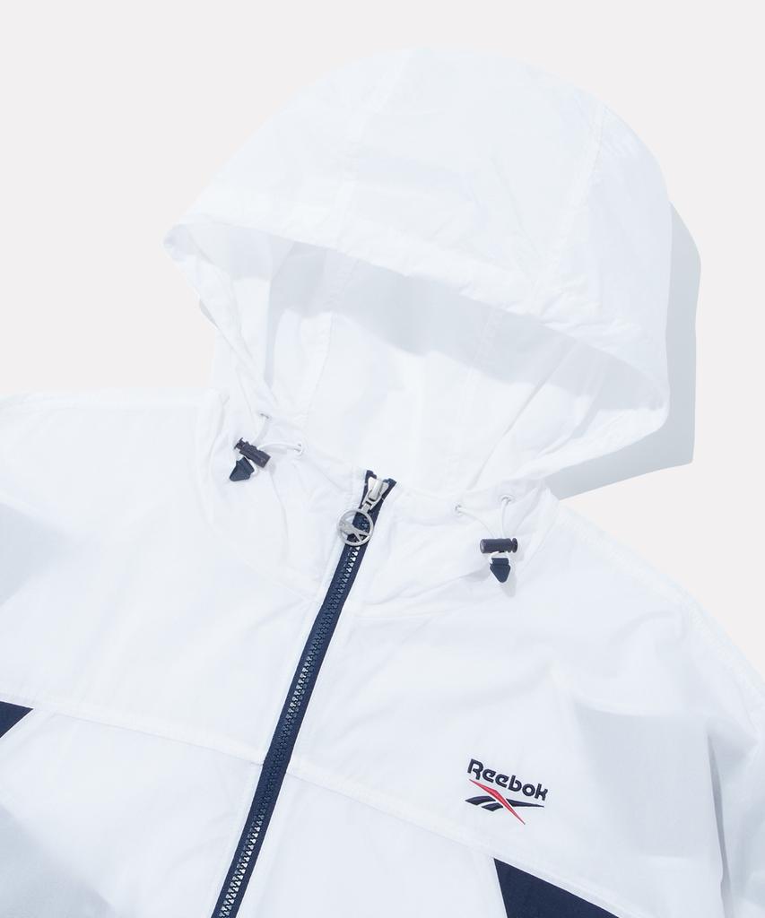 Reebok Ветровка в стиле колор-блок с сетчатыми вставками - Белая:военно-морской флот