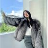 Autumn and Winter New Women's Clothing Temperament Socialite Youth Silver Fox Fur Coat Thick Warm Top Wool Sweater