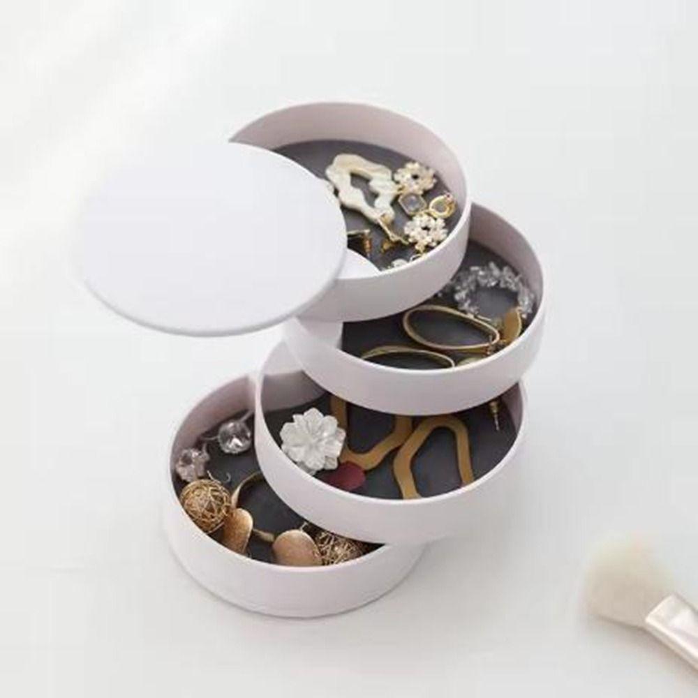 Пылезащитный вращающийся органайзер для украшений с бархатной подкладкой, футляр для ожерелий, коробка для макияжа, подарок на день рождения