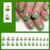 24Pcs St. Patrick's Day Short Coffin Press On Nail Green Shamrock Designs Acrylic False Nail Manicure Decors for Women