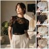 Nylon Sheer Mesh Blouse Short Sleeve Hollow Out Layering Tee Cool Sling Dress Cover Up  Women