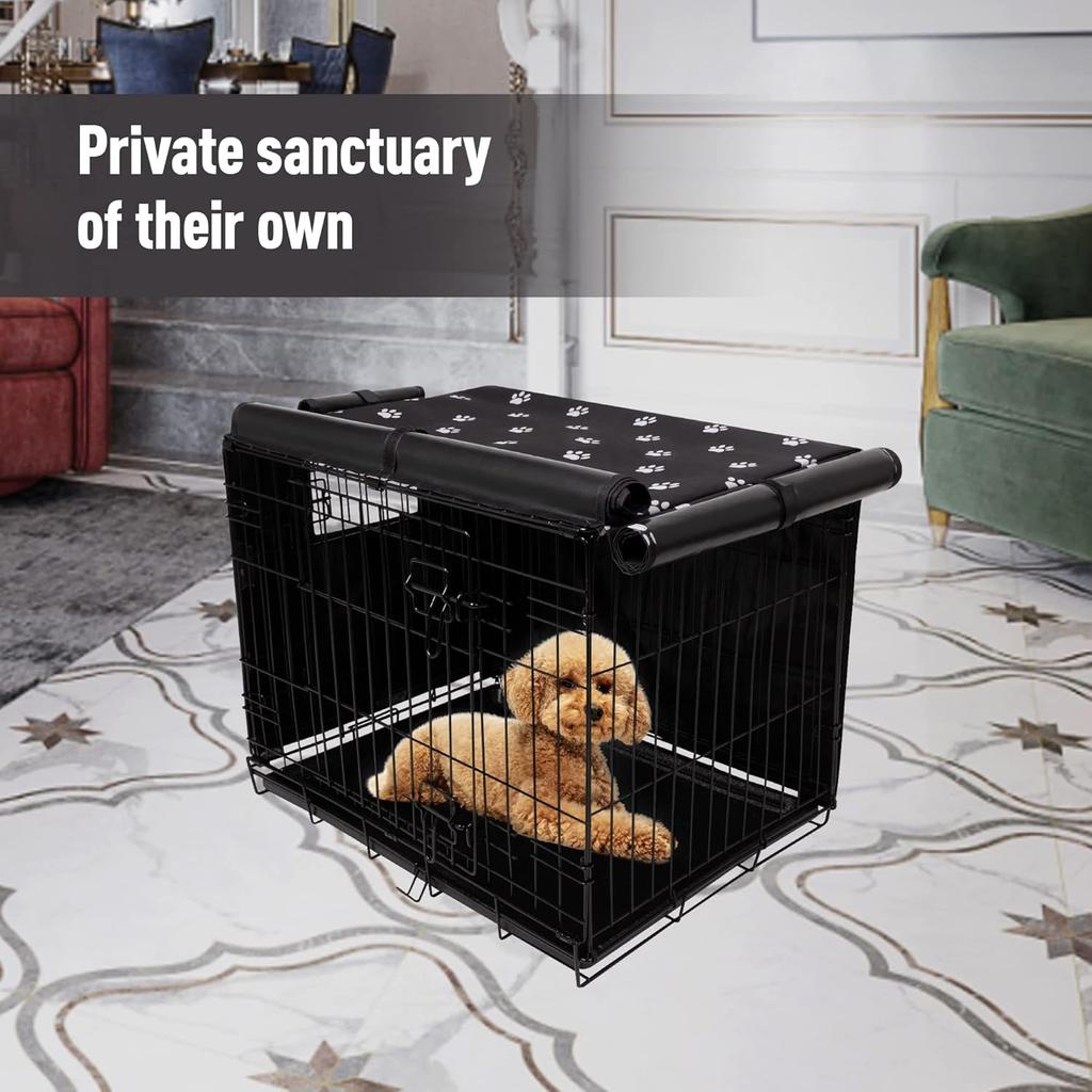 Pet Prime Dog Crate Cover for Wire Cages 24 30 36 42 48 Inch Outdoor Pet Kennel Cover Machine Wash & Dry (Cover Only) (24 Inch Crate Cover
