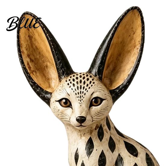 Decorative Resin Wildlife Art Fox Figurine Sitting Resting Pose, Wood Carved Style Animal Statue, Chic Vintage Room Decorations Desktop Home