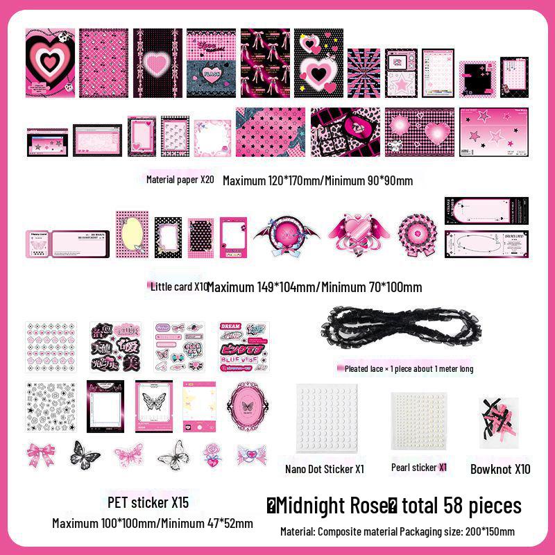 Счастливая лента кружево ита-бэг: Красный бумажный фон, наклейки для красоты и дырокол