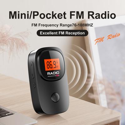 Мини-радиоприемник FM с цифровой настройкой и разъемом 3,5 мм для наушников, работающий от батареек, карманный радиоприемник с клипсой для прогулок и бега на свежем воздухе