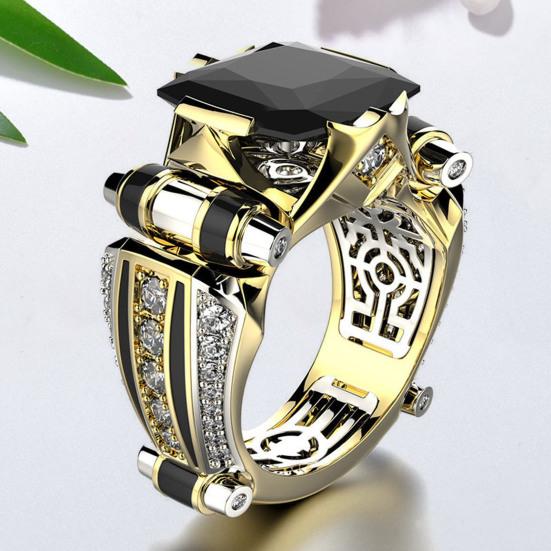 Кольцо унисекс, винтажное, готическое, роскошное, блестящие стразы, гальваническое украшение, подарки для мужчин и женщин, кубический цирконий