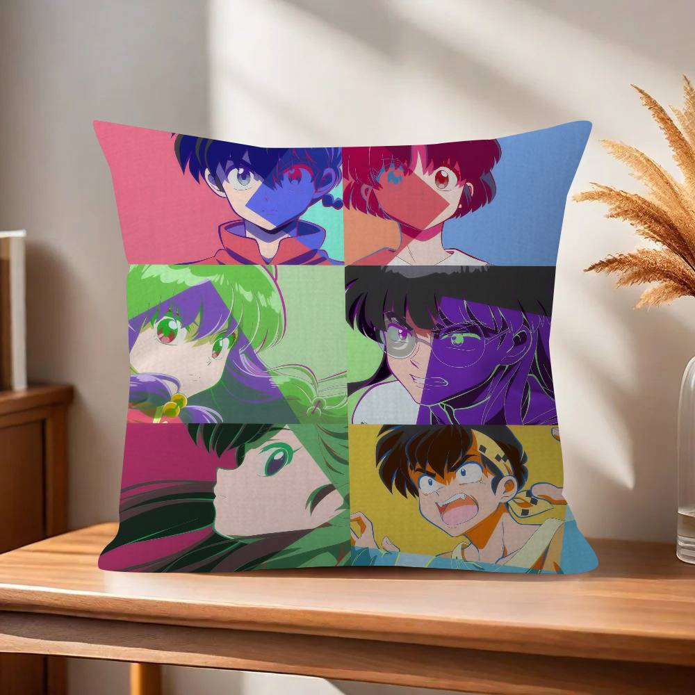 Anime Ranma Vintage Pillow Gift Home Office Decoration Bedroom Sofa Car Cushion Cover case x
