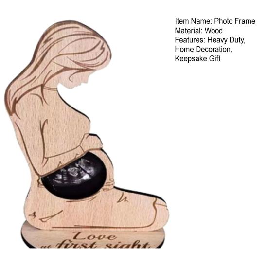 Ultrasound Photo Frame Desktop Decoration Wooden Baby Sonogram Picture Frame Ornament Pregnancy Announcement Expectant Mother
