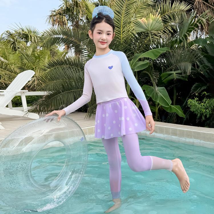 Children's Long-Sleeved Sun Protection Swimsuit Set