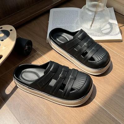 Модные домашние женские тапочки, домашние мюли, обувь для женщин, толстые уличные шлепанцы, резиновые сандалии, обувь, новый стиль, ПВХ, тренд, W H сандалии