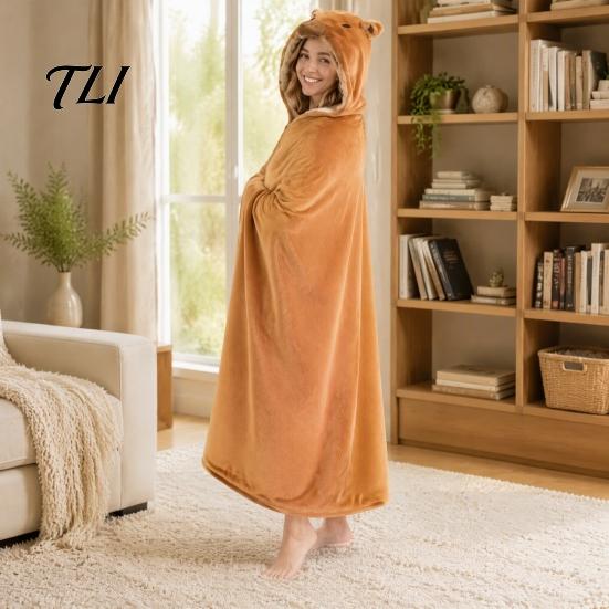 Women Halloween Costume Animal Wearable Blanket Hoodie for Women, Oversized Flannel Sweatshirt Button-Up Blanket, Cosplay Cape Sleepwear Winter