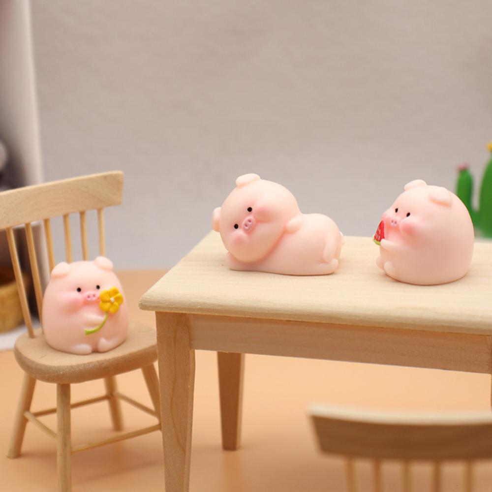 Resin Ornaments Cute Cartoon Pig Doll Ornaments Mini Home Figurines Miniatures Desktop Decor Car Ornament Decoration Accessories