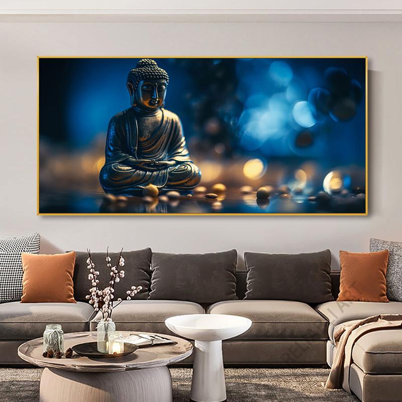 Абстрактная статуя Будды и цветок лотоса, холст, картина, настенное искусство, религия, буддизм, HD-изображения для гостиной, настенный декор Quadro