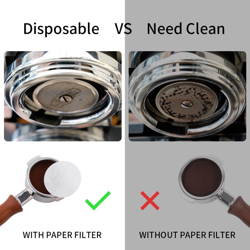 Watchget Coffee Paper Filter Round Espresso Pack Screen Replacement Paper 51mm Disposable Coffee Espresso Maker Compatible with Moka Pot 100 Sheets