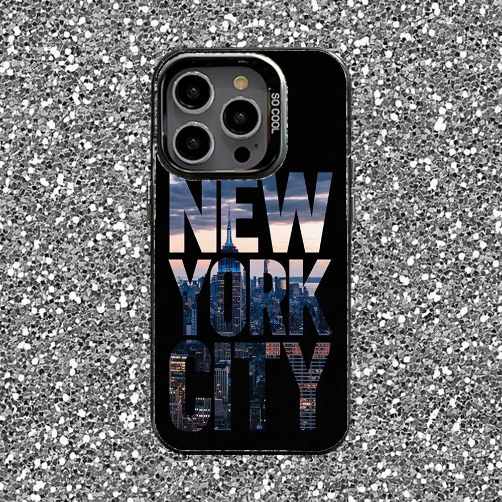 Чехол для телефона Нью-Йорк Сити NYC Для iPhone 16,15,14,13,12,11,Pro,XS,Max,Plus,Mini,SE Черный Конфетный Матовый Ударопрочный Чехол