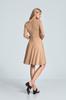 Beige elegant dress with a V-neck, 3/4 sleeves and a flared skirt - M709 size