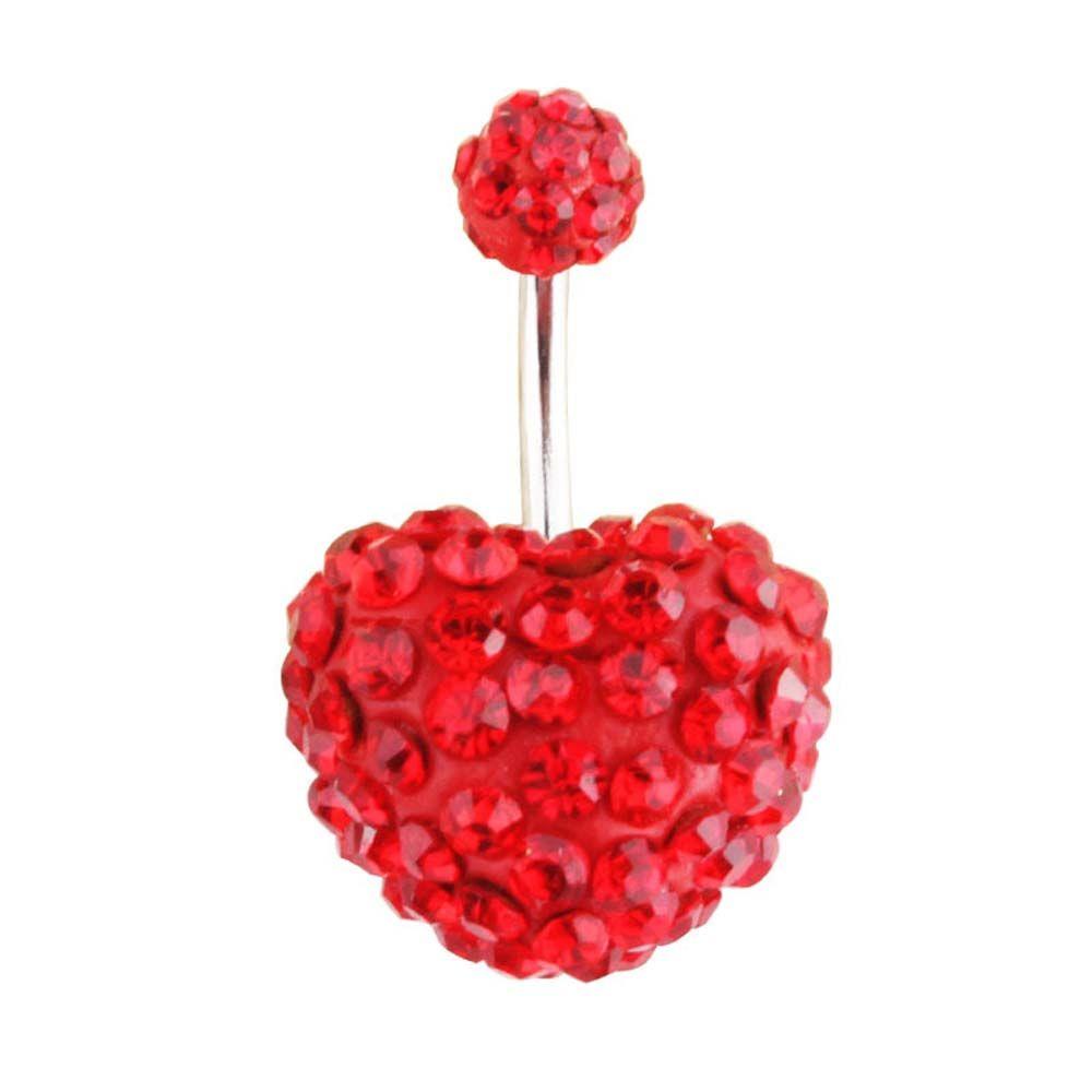 Heart-shaped Crystal Stainless Steel Umbilical Ring Navel Piercing Body Piercing Belly Button Rings