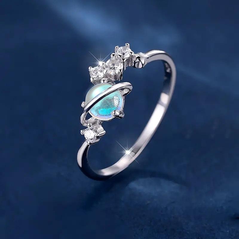 Кольцо Planet Geometric для женщин, индивидуальный дизайн Sense Of Daily Jewelry, имитация лунного камня Universe