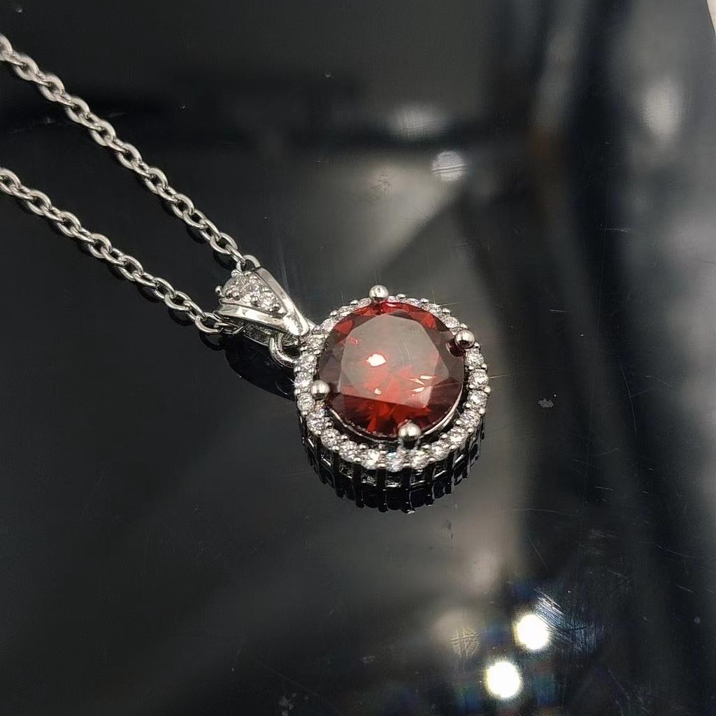 Fashion Versatile Imitation Princess Round Bag Zircon Women's Pendant Necklace Jewelry Qixi Festival Valentine's Day Collarbone Chain